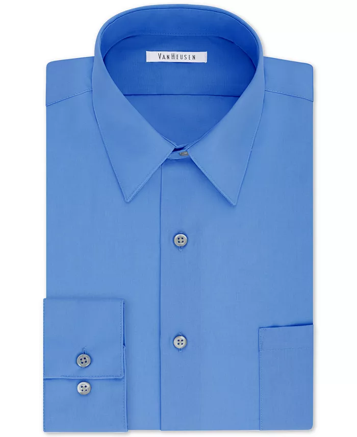 Men's Big & Tall Classic/Regular Fit Wrinkle Free Poplin Solid Dress Shirt - thumbnail 8