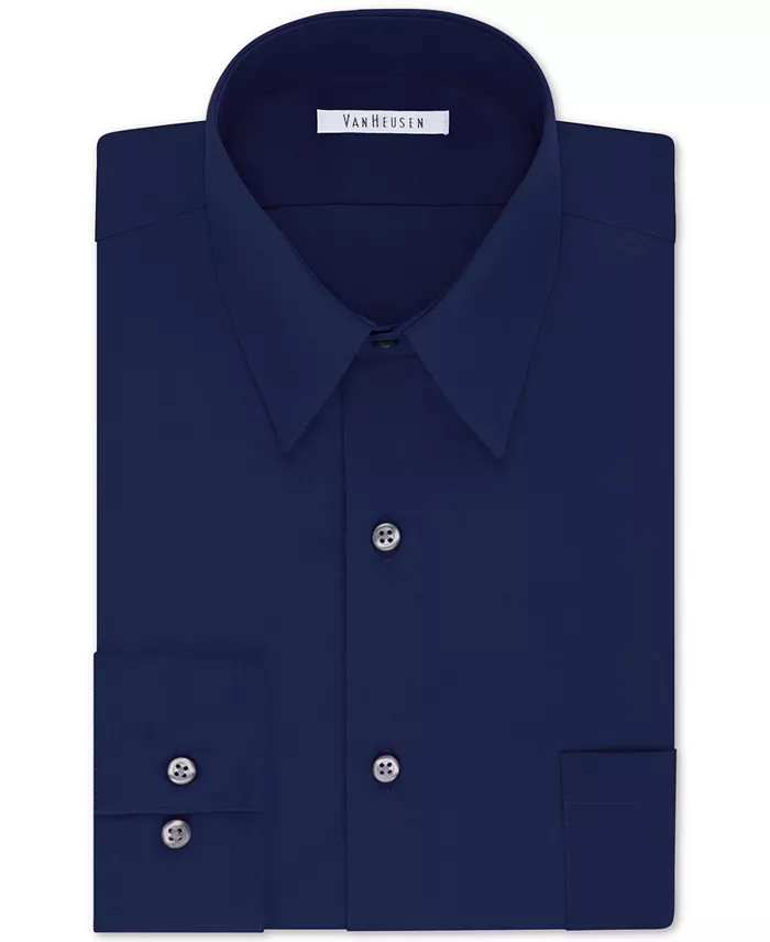 Men's Big & Tall Fit Wrinkle Free Poplin Solid Dress Shirt - thumbnail 2