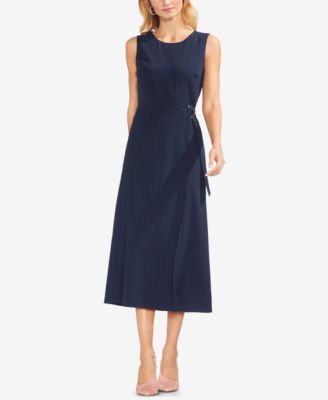 Vince Camuto Belted Pinstriped Midi 