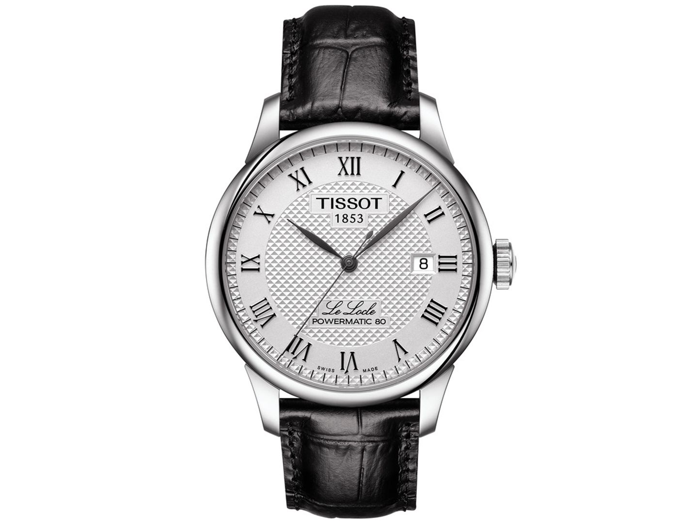 Мужские часы Tissot Swiss Automatic T-Classic Le Locle Powermatic 80 Black Leather Strap Watch 39.3mm — фото 1