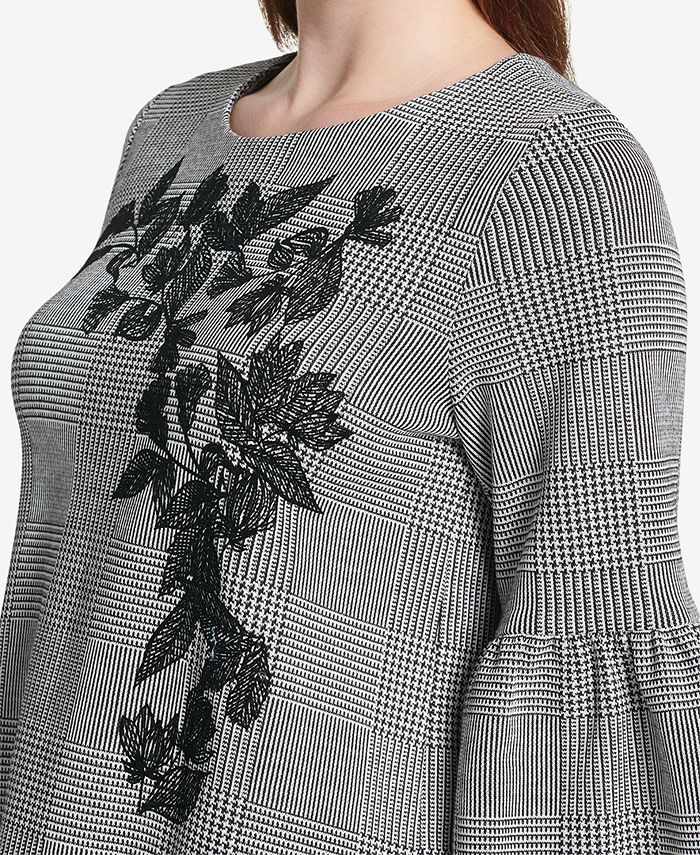 Calvin Klein Embroidered Bell-Sleeve Top & Reviews - Tops - Women - Macy's