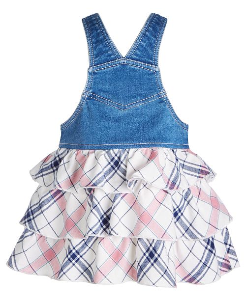 First Impressions Baby Girls Denim & Plaid Jumper, Created for Macy's ...