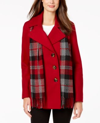 Macy's red peacoat best sale