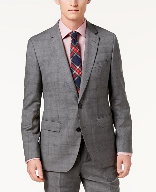 Hugo Boss Men's Modern-Fit Medium Gray Glen Plaid Suit ...