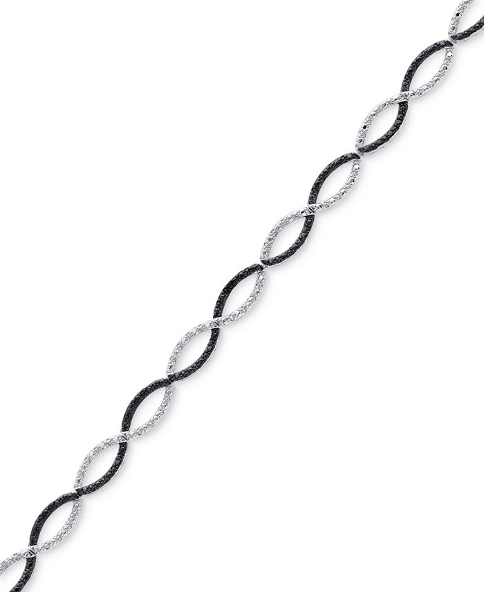 Macy's - Diamond Accent Infinity Bracelet in Silver-Plate & Black Rhodium