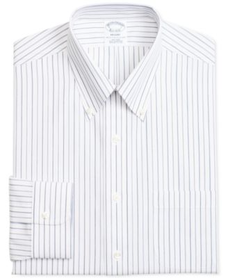 Brooks Brothers Men's Regent Slim Fit Non Iron Check Supima Dress Shirt White Size M