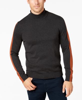 Alfani Men's Striped-Sleeve Turtleneck Sweater, Created for Macy's - Macy's