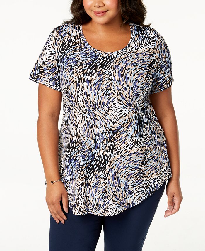 JM Collection Plus Size Printed T-Shirt, Created for Macy's - Macy's