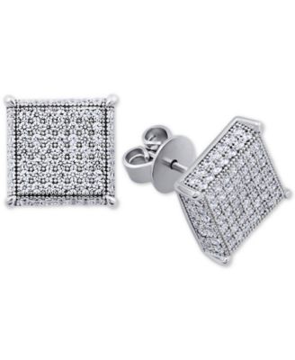 Macy's - Swarovski Zirconia Square Cluster Stud Earrings in Sterling Silver