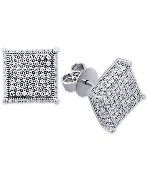Macy S Swarovski Zirconia Square Cluster Stud Earrings In Sterling