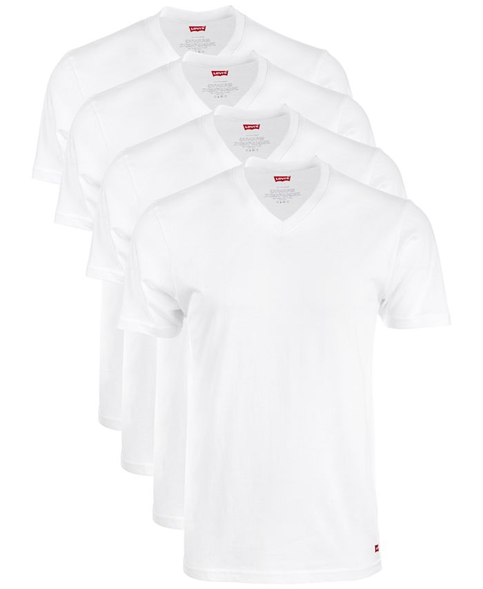 Levi's Men's 4-Pk. Cotton V-Neck Undershirts, Created for Macy's - Macy's