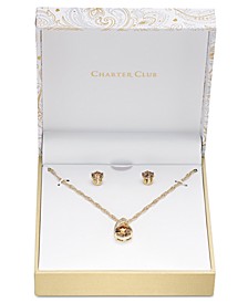 Crystal Pendant Necklace and Earrings Set in 18K Rose Gold Plate, Gold Plate or Fine Silver Plate, Created for Macy's
