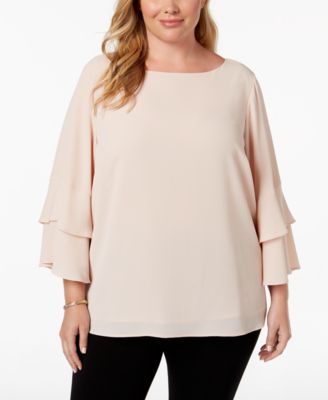 Calvin Klein - Plus Size Tiered-Sleeve Blouse