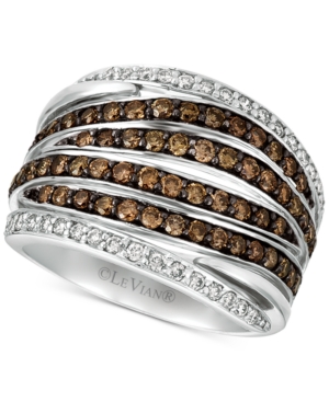 image of Le Vian Chocolatier Diamond Multi-Row Statement Ring (1-1/4 ct. t.w.) in 14k White Gold