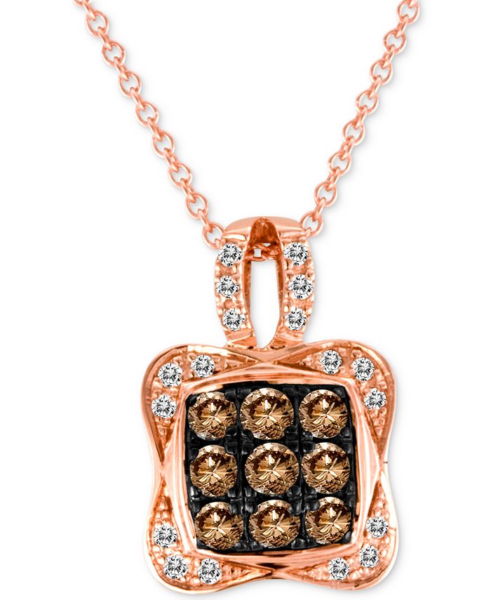 Le Vian - Diamond Square Cluster 18" Pendant Necklace (1/2 ct. t.w.) in 14k Rose Gold