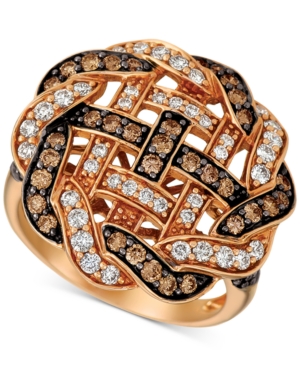 image of Le Vian Chocolatier Diamond Weave Statement Ring (1-1/3 ct. t.w.) in 14k Rose Gold