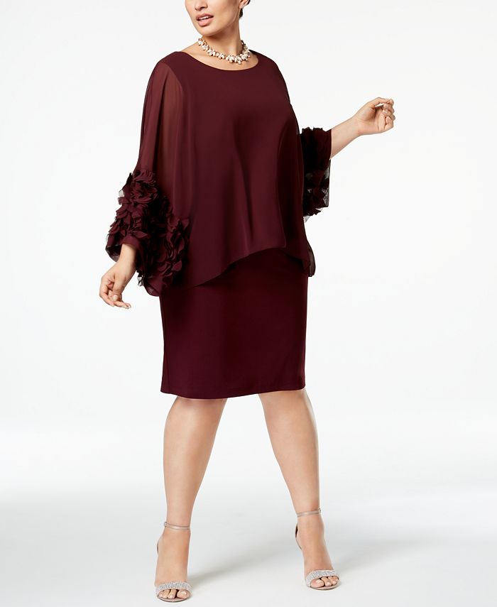 SL Fashions Plus Size Chiffon-Rosette Popover Dress & Reviews - Dresses ...