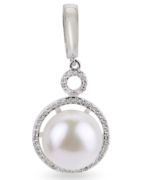 image of White Cultured Freshwater Pearl and White Topaz Enhancer in Sterling Silver