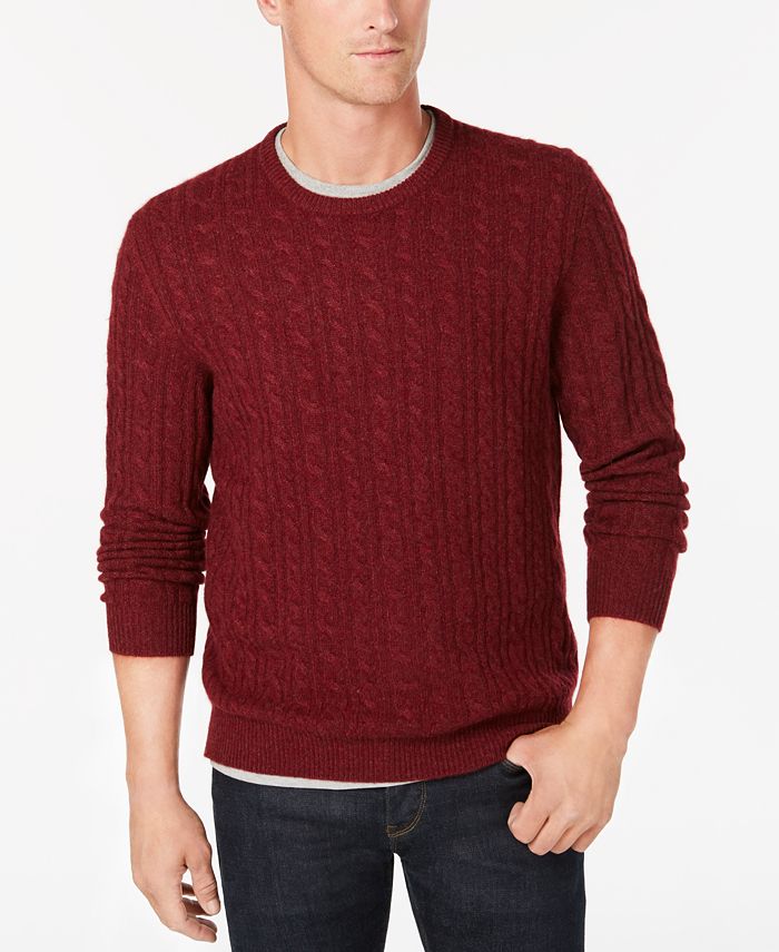 Club Room Men's Cable-Knit Cashmere Sweater, Created for Macy's - Macy's
