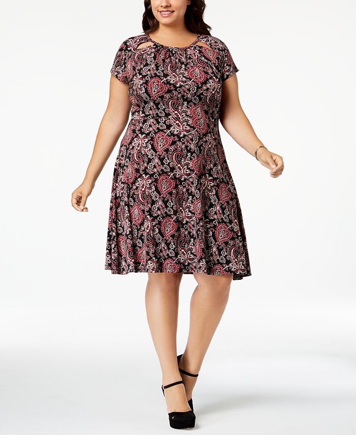 Michael Kors Plus Size Printed Fit & Flare Dress & Reviews - Dresses ...
