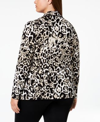 Belldini Plus Size Animal-Print Moto Jacket