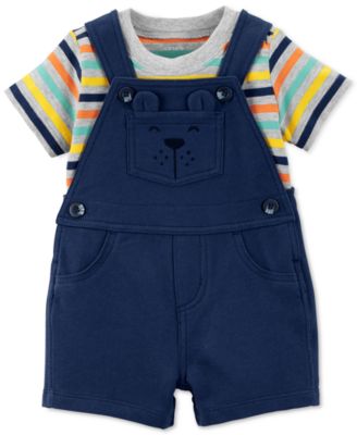 Carter's - Baby Boys 2-Pc. Cotton Striped T-Shirt & Shortall Set