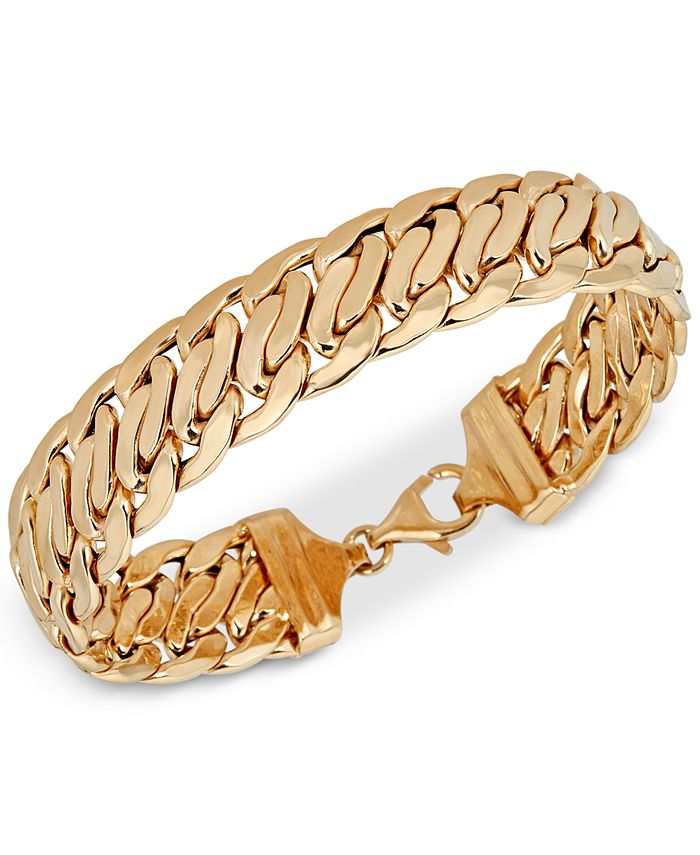 Wide Fancy Link Chain Bracelet in 14K Gold - 7 1/2 Inches / Gold
