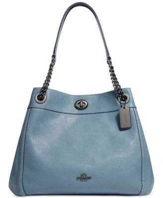 coach turnlock edie shoulder bag in polished pebble leather