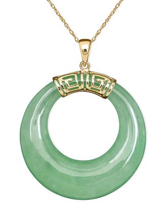 10k Gold Necklace, Jade Circle Pendant - Necklaces - Jewelry & Watches ...