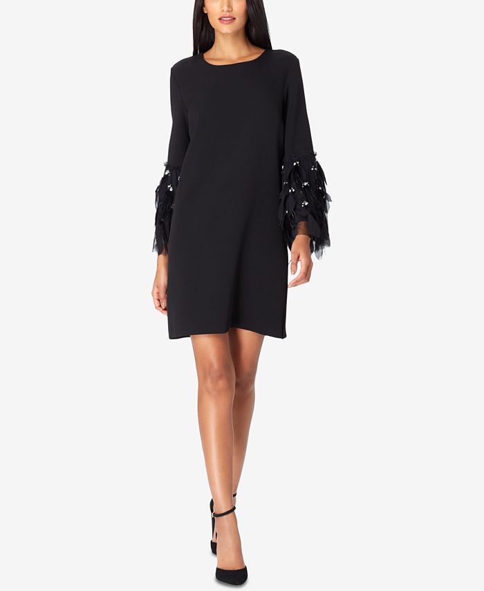 Tahari feather on sale trim sheath dress