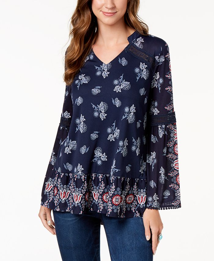 Style & Co Printed BellSleeve Tunic Top, Created for Macy's Macy's