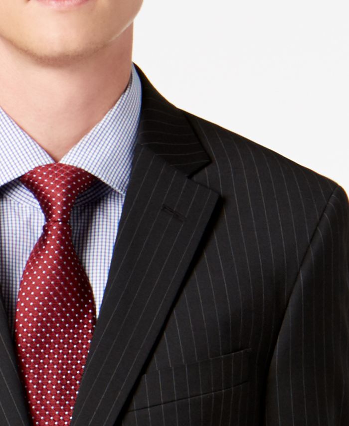 Tommy Hilfiger Men's Modern-Fit THFlex Stretch Black Pinstripe Suit ...