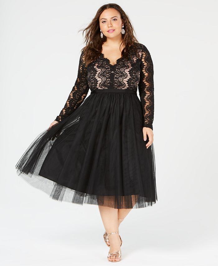City Chic Trendy Plus Size Rare Beauty Lace Tulle Dress Macy s