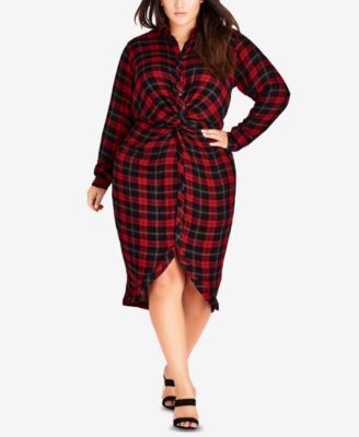 plus size red plaid dress