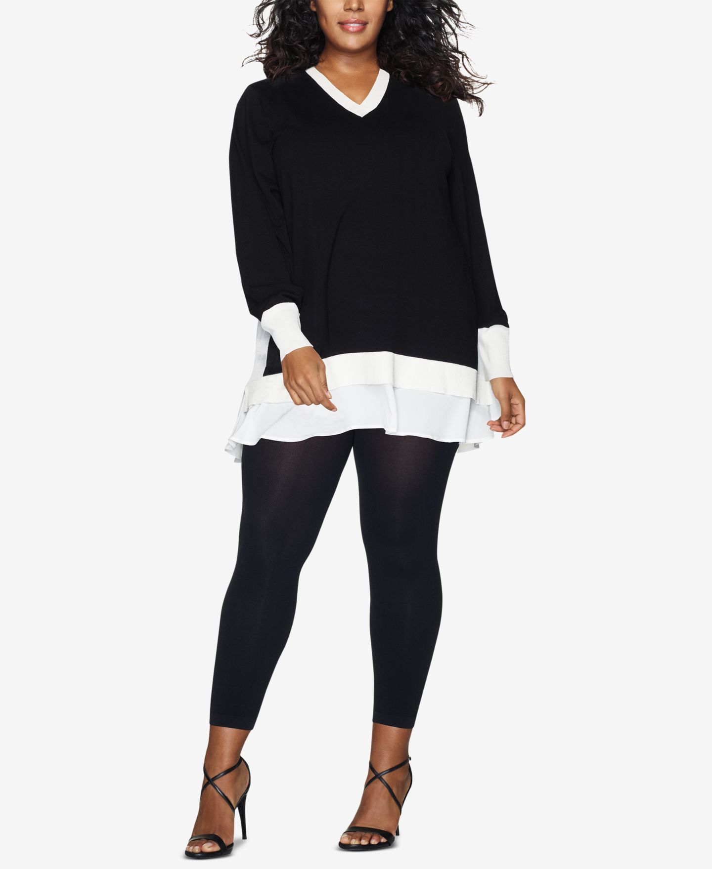 Женские колготки Hanes Curves Plus Size Blackout Footless Opaque Tights, цвет: Чёрный — фото 2