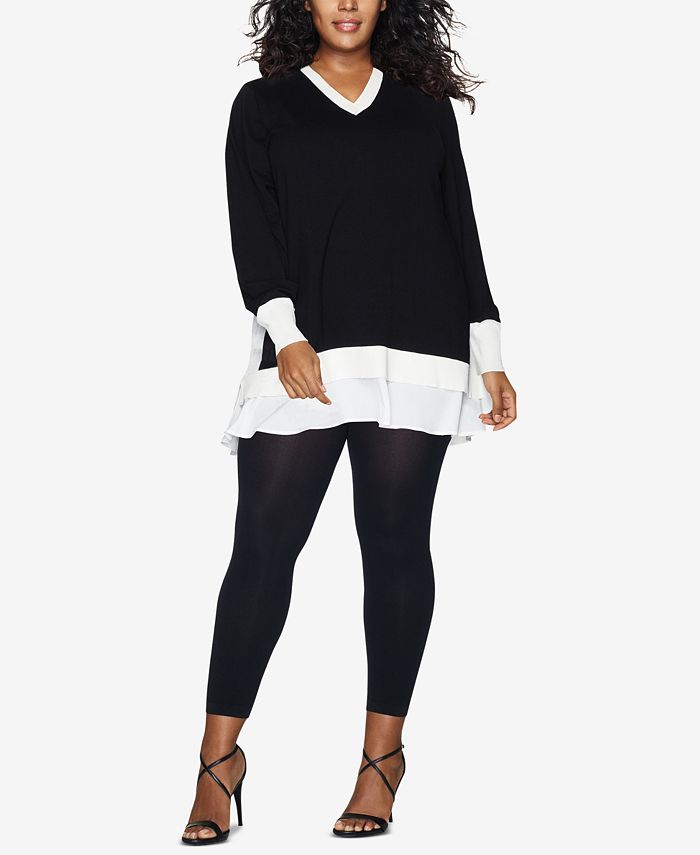 Hanes Curves Plus Size Blackout Footless Opaque Tights - Macy's