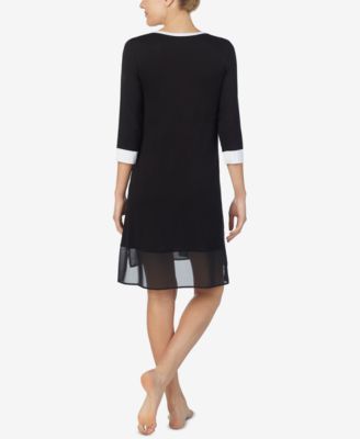 DKNY Women's Colorblocked Chiffon-Hem Sleepshirt Nightgown 