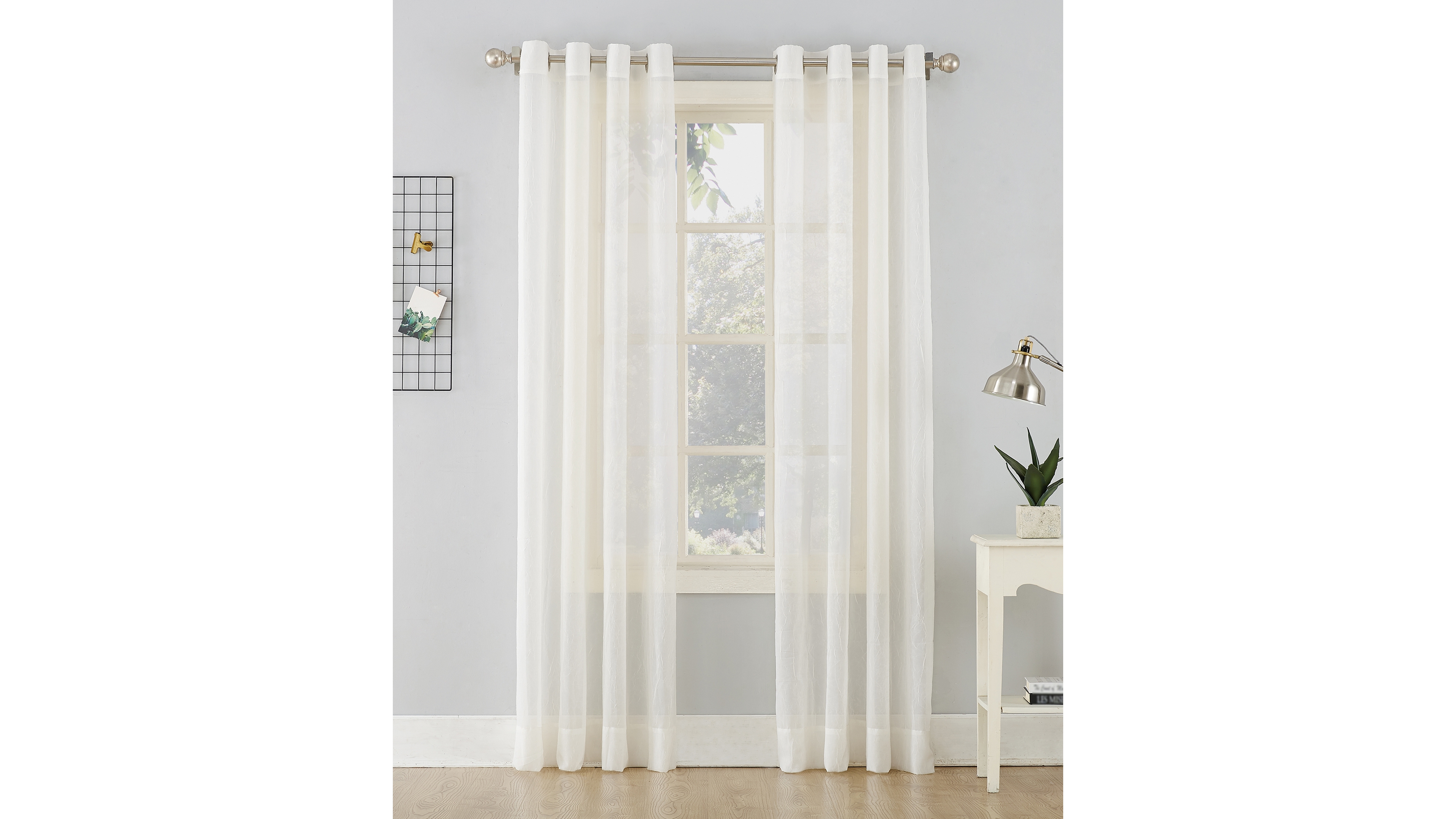 Crushed Sheer Voile Grommet Curtain Panel