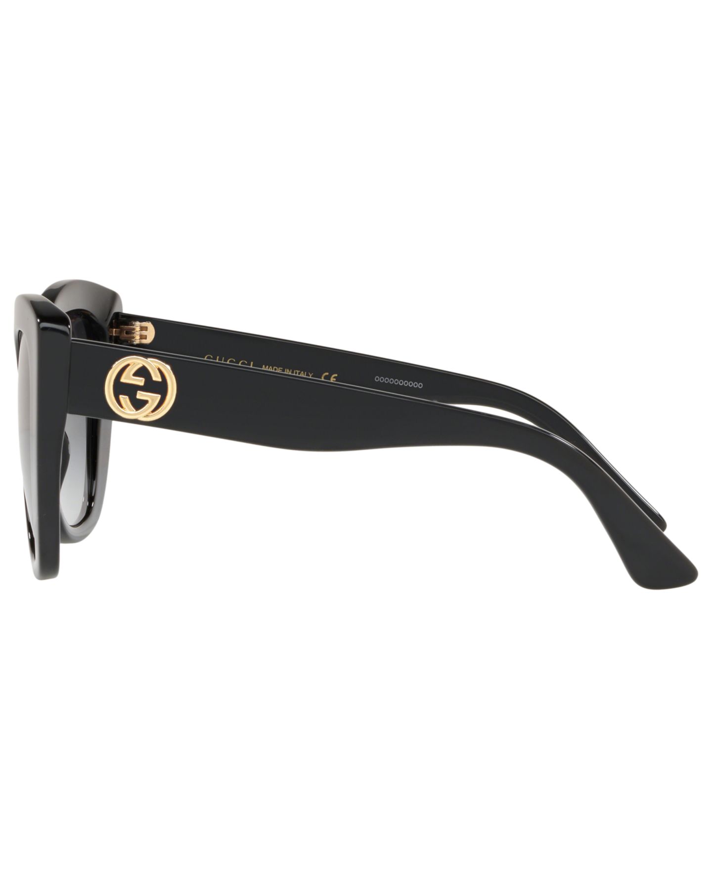 Женские солнцезащитные очки Gucci Sunglasses, GG0327S, цвет: Чёрный блестящий / Серый — фото 6