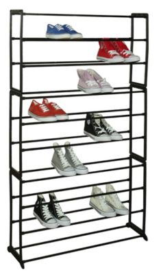 Sunbeam - 50 Pair Metal and Plastic Shoe Rack, Black