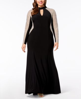 XSCAPE - Plus Size Beaded Choker Gown