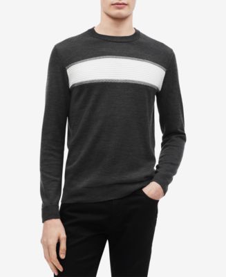 Calvin Klein Men's Textured Stripe Merino Sweater - Macy's