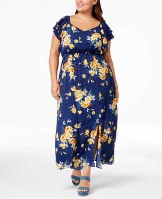 Monteau Trendy Plus Size Floral-Print Maxi Dress - Macy's