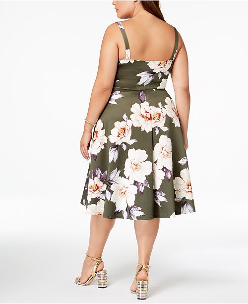 Soprano Trendy Plus Size Floral Print Midi Dress And Reviews Dresses Plus Sizes Macys 7167