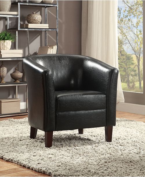 Poundex Faux Leather Club Chair Black Reviews Home Macy S