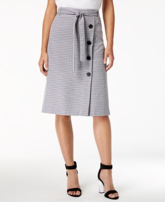 Bar III Belted Plaid Skirt, Created for Macy's - Macy's