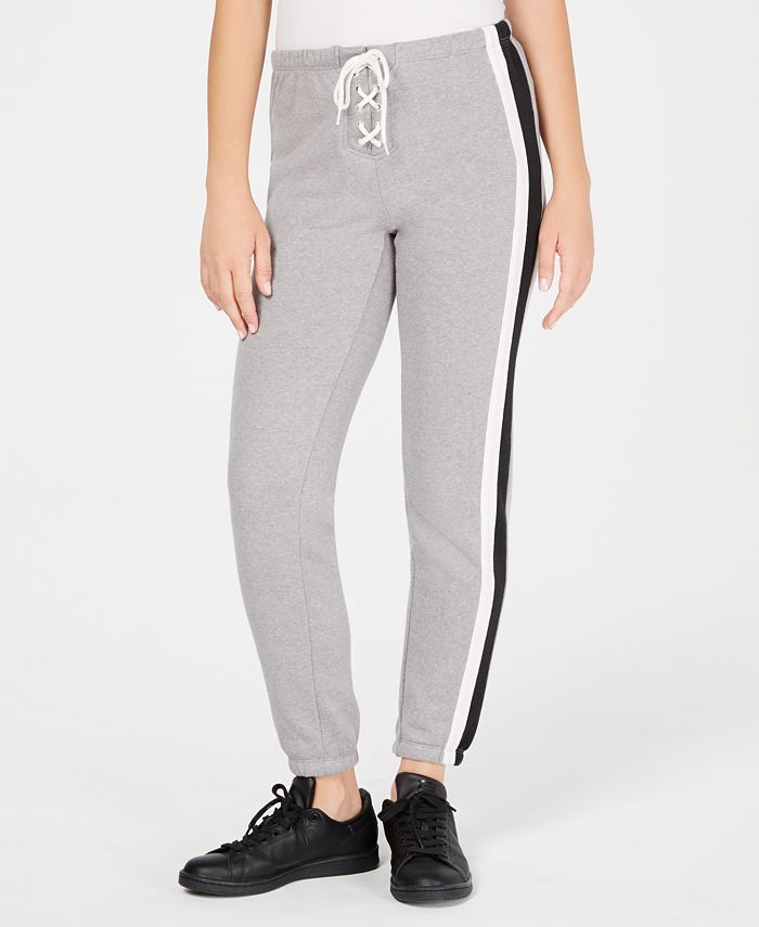 Planet Gold Juniors' Striped Lace-Up Jogger Pants - Macy's