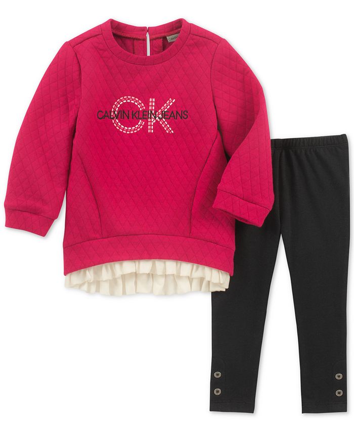 Calvin Klein Toddler Girls 2-Pc. Quilted Tunic & Leggings Set - Macy's