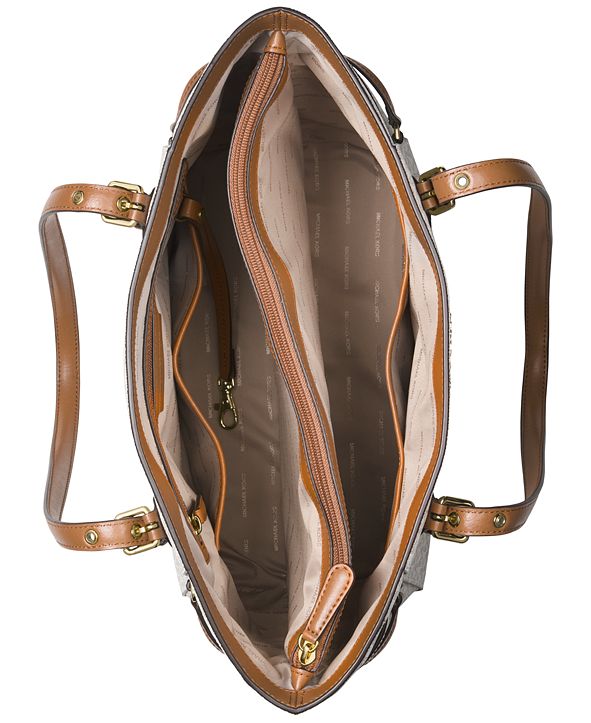 Michael kors 'east west' brown signature tote bag top