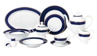 Lorren Home Trends - Midnight 57-Pc. Dinnerware Set, Service for 8 & Serving Pieces